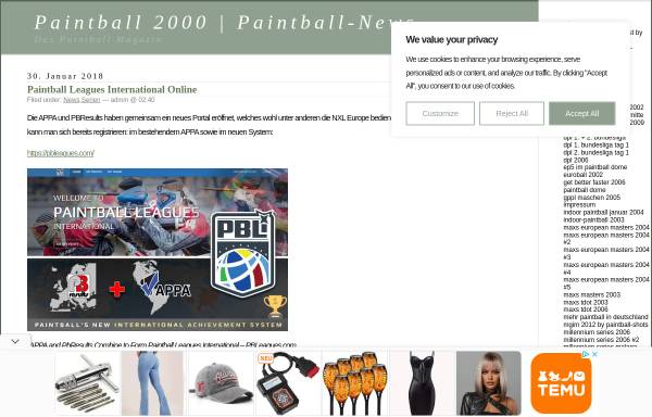 Vorschau von www.paintball2000.de, Paintball 2000