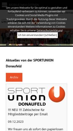 Vorschau der mobilen Webseite www.sportunion-donaufeld.at, Sportunion Donaufeld