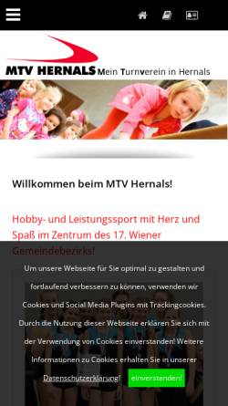 Vorschau der mobilen Webseite www.mtvhernals.at, Turnverein MTV Hernals
