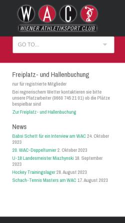 Vorschau der mobilen Webseite www.wac.at, W.A.C. - Wiener Athletiksport Club