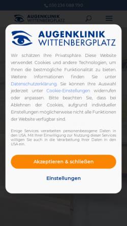Vorschau der mobilen Webseite www.augenklinik-wittenbergplatz.de, Augenklinik am Wittenbergplatz