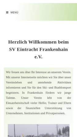 Vorschau der mobilen Webseite www.biathlon-frankenhain.de, SV Eintracht Frankenhain e.V.