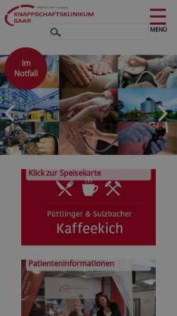 Vorschau der mobilen Webseite www.krankenhaus-puettlingen.de, Knappschaftskrankenhaus