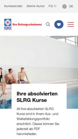 Vorschau der mobilen Webseite www.slrg.ch, Schweizerische Lebensretungsgesellschaft (SLRG/SSS/SSS)