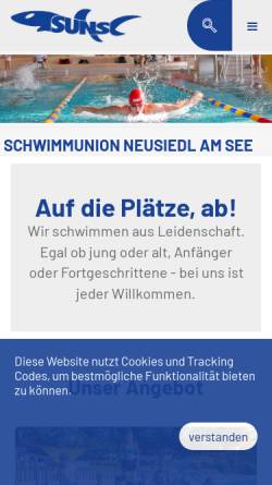 Vorschau der mobilen Webseite www.su-neusiedl.at, Schwimmunion Neusiedl/See (SUNS)