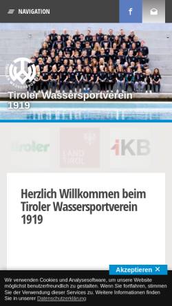 Vorschau der mobilen Webseite twv.at, Tiroler Wassersportverein - Schwimmsektion Innsbruck