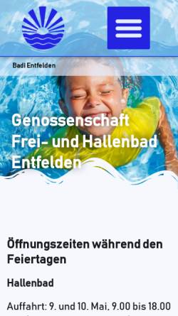 Vorschau der mobilen Webseite www.badi-entfelden.ch, Schwimmbad Entfelden
