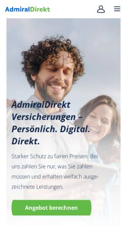 Vorschau der mobilen Webseite www.admiraldirekt.de, AdmiralDirekt.de, Inhaber EUI Limited