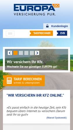 Vorschau der mobilen Webseite www.deutscheinternetversicherung.de, Deutsche Internet Versicherung AG