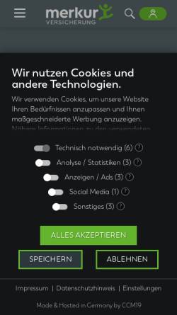 Vorschau der mobilen Webseite www.merkur.at, Merkur-Versicherung