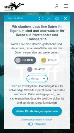 Vorschau der mobilen Webseite www.tauch-treff.ch, Tauch-Treff