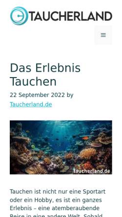 Vorschau der mobilen Webseite taucherland.de, Taucherland Castrop-Rauxel
