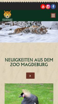 Vorschau der mobilen Webseite www.zoo-magdeburg.de, Zoologischer Garten Magdeburg