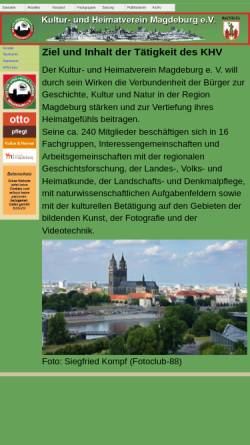Vorschau der mobilen Webseite khv-magdeburg.de, Kultur- und Heimatverein Magdeburg.e.V.