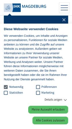 Vorschau der mobilen Webseite www.magdeburg.ihk.de, Industrie- und Handelskammer Magdeburg