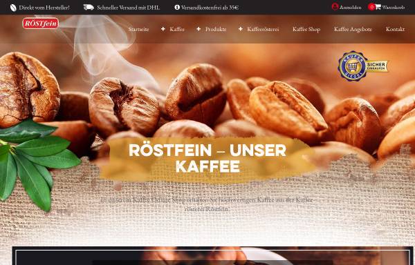 Vorschau von www.roestfein.de, Röstfein Kaffee GmbH