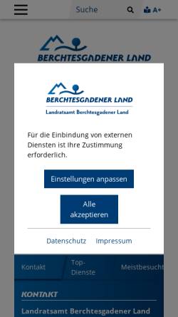 Vorschau der mobilen Webseite www.lra-bgl.de, Landratsamt Berchtesgadener Land
