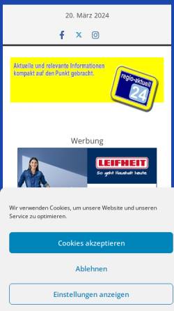 Vorschau der mobilen Webseite regio-aktuell24.de, Regio-aktuell24.de