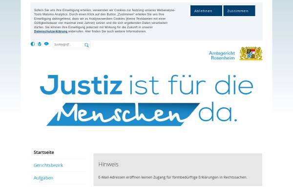 Vorschau von www.justiz.bayern.de, Amtsgericht Rosenheim