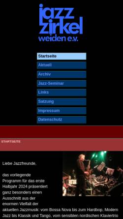 Vorschau der mobilen Webseite www.jazz-zirkel-weiden.de, jazz-zirkel-weiden e.V.