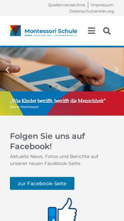 Vorschau der mobilen Webseite www.montessori-schule-weiden.de, Montessori Schule / Gemeinsam leben - Gemeinsam lernen e.V.
