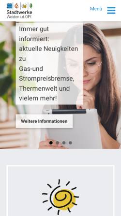 Vorschau der mobilen Webseite stadtwerke-weiden.de, Stadtwerke Weiden i.d.OPf.