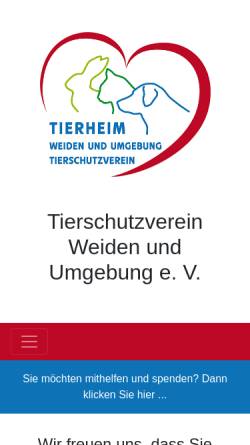 Vorschau der mobilen Webseite www.tierheim-weiden.de, Tierschutzverein Weiden und Umgebung e.V.