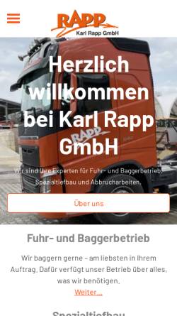 Vorschau der mobilen Webseite www.karl-rapp-gmbh.de, Karl Rapp GmbH