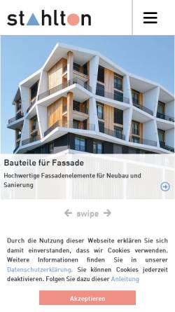 Vorschau der mobilen Webseite www.stahlton-bauteile.ch, Stahlton AG