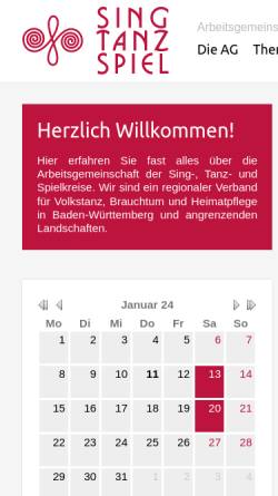 Vorschau der mobilen Webseite www.singtanzspiel.de, Arbeitsgemeinschaft der Sing-, Tanz- und Spielkreise in Baden-Württemberg