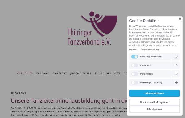 Vorschau von tanzverband.de, Thüringer Tanzverband e.V.