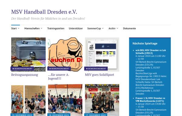 Vorschau von www.msv-handball.de, MSV Handball Dresden e.V.
