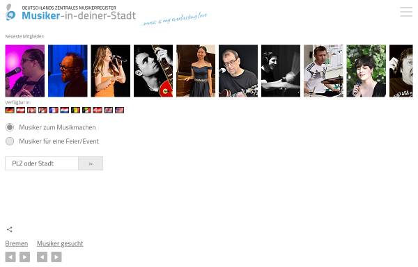 Vorschau von www.musiker-in-deiner-stadt.de, musiker-in-deiner-stadt.de