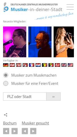 Vorschau der mobilen Webseite www.musiker-in-deiner-stadt.de, musiker-in-deiner-stadt.de