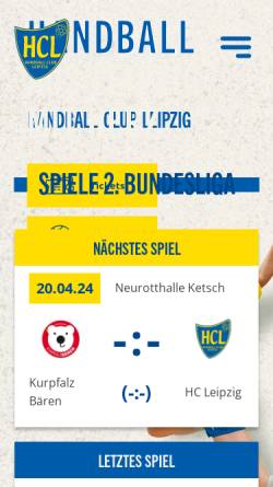 Vorschau der mobilen Webseite www.hc-leipzig.de, Handball-Club Leipzig e.V.