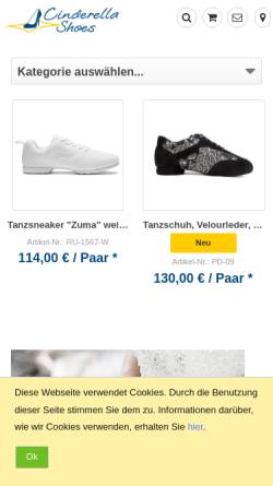 Vorschau der mobilen Webseite www.cinderellashoes.de, Cinderella Shoes
