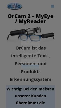 Vorschau der mobilen Webseite orcam.ewvo.de, OPTRON Beratungs- und Vertriebsbüro Enno Vogel