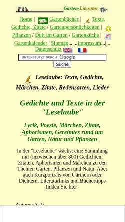 Vorschau der mobilen Webseite www.garten-literatur.de, Garten-Gedichte