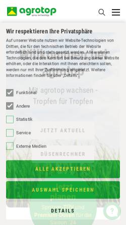 Vorschau der mobilen Webseite www.agrotop.com, Agrotop GmbH