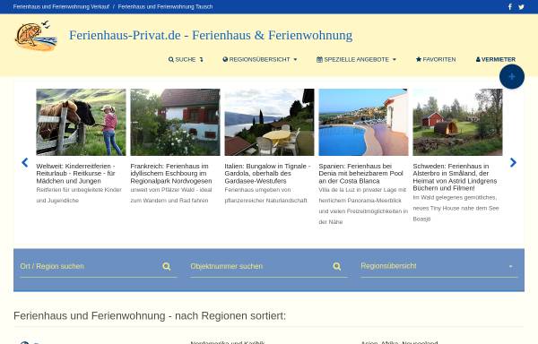 Vorschau von www.ferienhaus-privat.de, Ferienhaus-Privat.de [Plümer Internet Publishing]