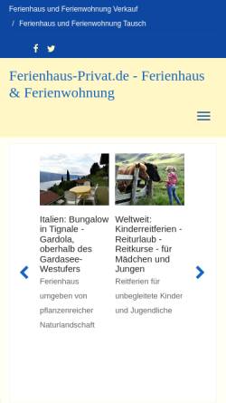 Vorschau der mobilen Webseite www.ferienhaus-privat.de, Ferienhaus-Privat.de [Plümer Internet Publishing]