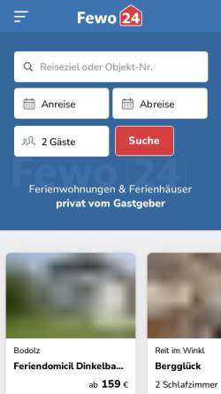Vorschau der mobilen Webseite www.fewo24.de, Fewo24 e.K.