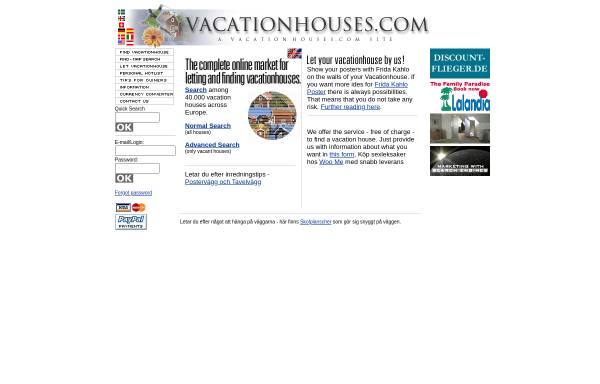 Vorschau von www.vacationhouses.com, Vacationhouses.com [Vacationhouses.com Sweden AB]