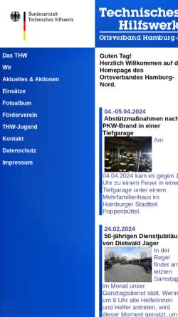 Vorschau der mobilen Webseite www.thw-hamburg-nord.de, THW Ortsverband Hamburg-Nord