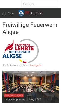 Vorschau der mobilen Webseite www.feuerwehr-aligse.de, Freiwillige Feuerwehr Aligse