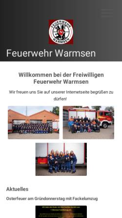 Vorschau der mobilen Webseite www.feuerwehr-warmsen.de, Freiwillige Feuerwehr Warmsen