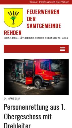Vorschau der mobilen Webseite www.ff-rehden.de, Freiwillige Feuerwehren der Samtgemeinde Rehden