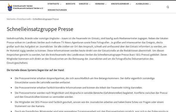 Vorschau von www.seg-presse.de, Kreisfeuerwehr Verden - Schnelleinsatzgruppe Presse