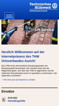 Vorschau der mobilen Webseite www.ov-aurich.thw.de, THW Ortsverband Aurich