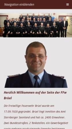 Vorschau der mobilen Webseite www.ffw-brueel.de, Freiwillige Feuerwehr Brüel